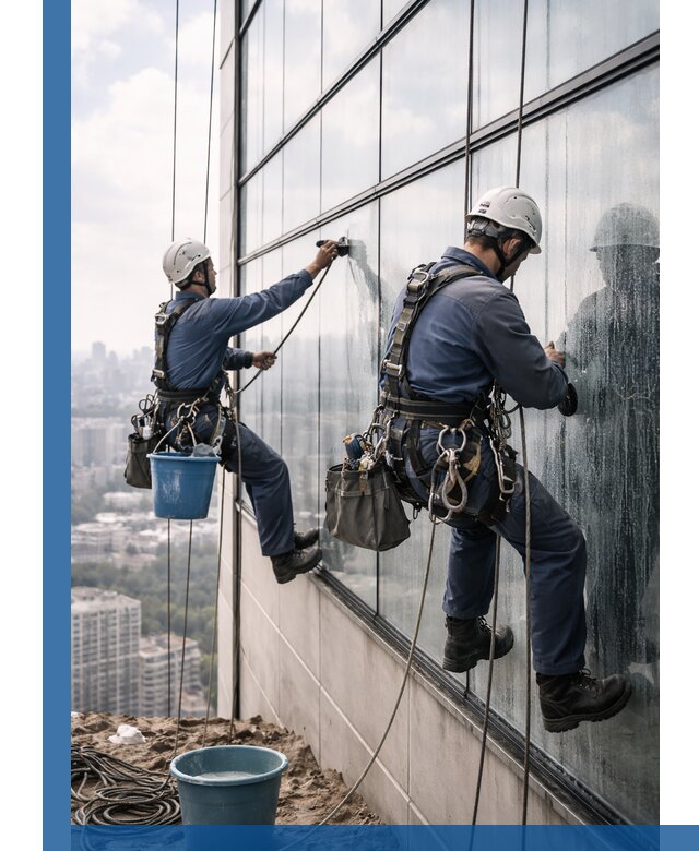 Профессиональная мойка фасадных окон альпинистами в Протвине