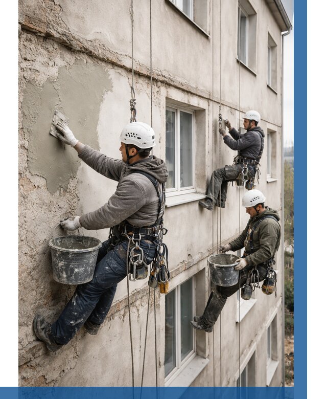 Ремонт штукатурного фасада в Протвине от 763 р. под ключ | ВЫСОТНИК-Прн