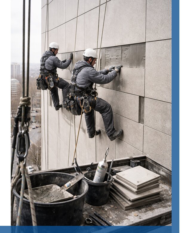 Ремонт фасада из керамогранита в Протвине от 2544 р. | ВЫСОТНИК-Прн