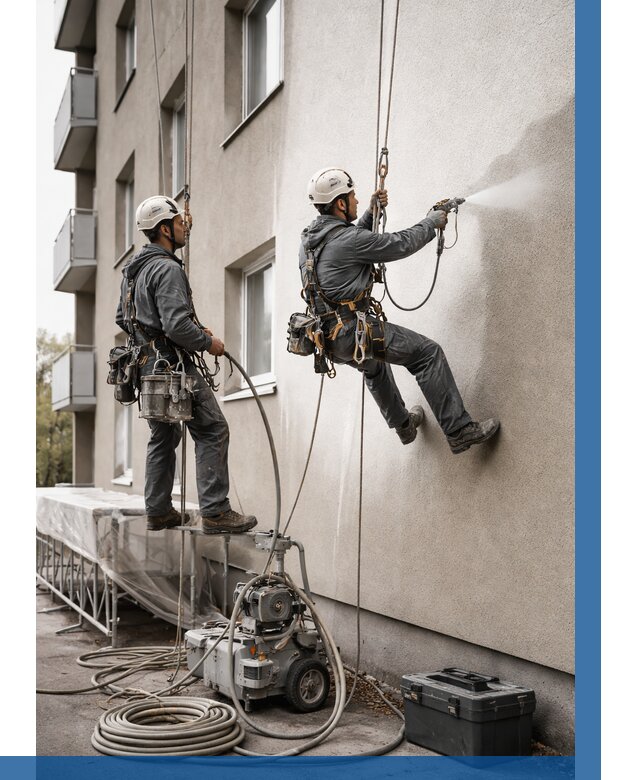 Безвоздушная покраска фасада в Протвине от 224 р/м² | ВЫСОТНИК-Прн