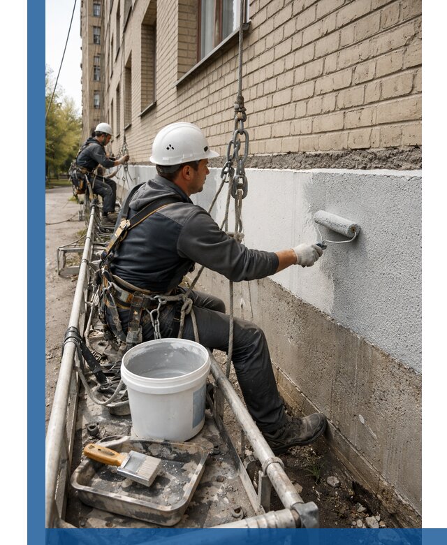 Окраска цоколя здания в Протвине профессионально и надежно