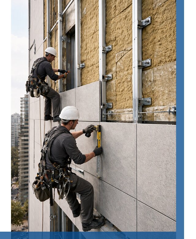 Монтаж вентилируемого фасада в Протвине от 3561 р. | ВЫСОТНИК-Прн