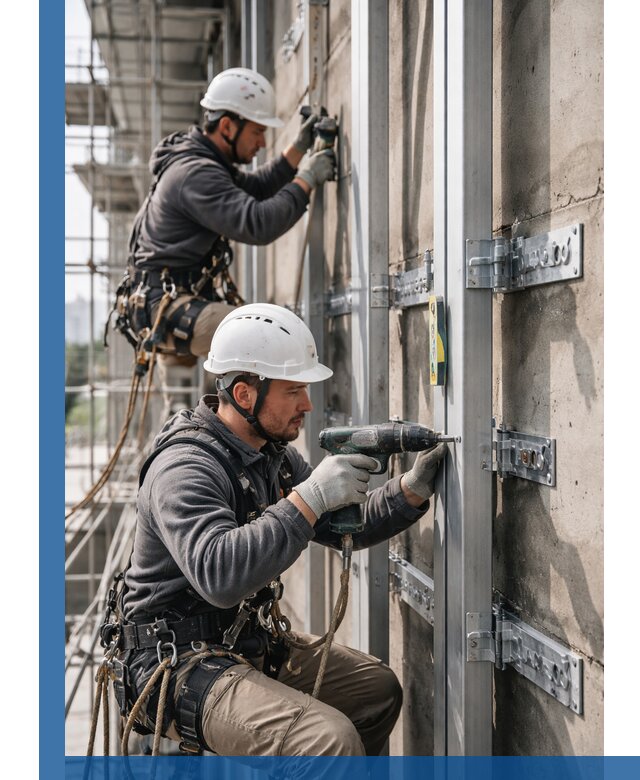 Монтаж и крепление подсистемы вентфасада в Протвине