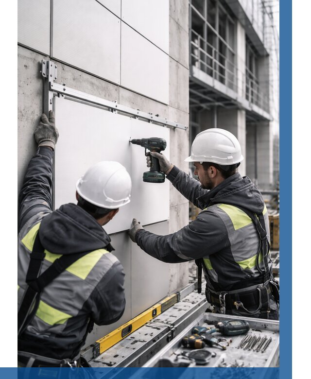 Монтаж композитных панелей фасада в Протвине от 2544 р. | ВЫСОТНИК-Прн