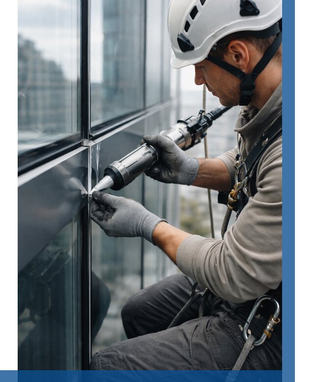 Герметизация стыков витража в Протвине от 1221 р. | ВЫСОТНИК-Прн