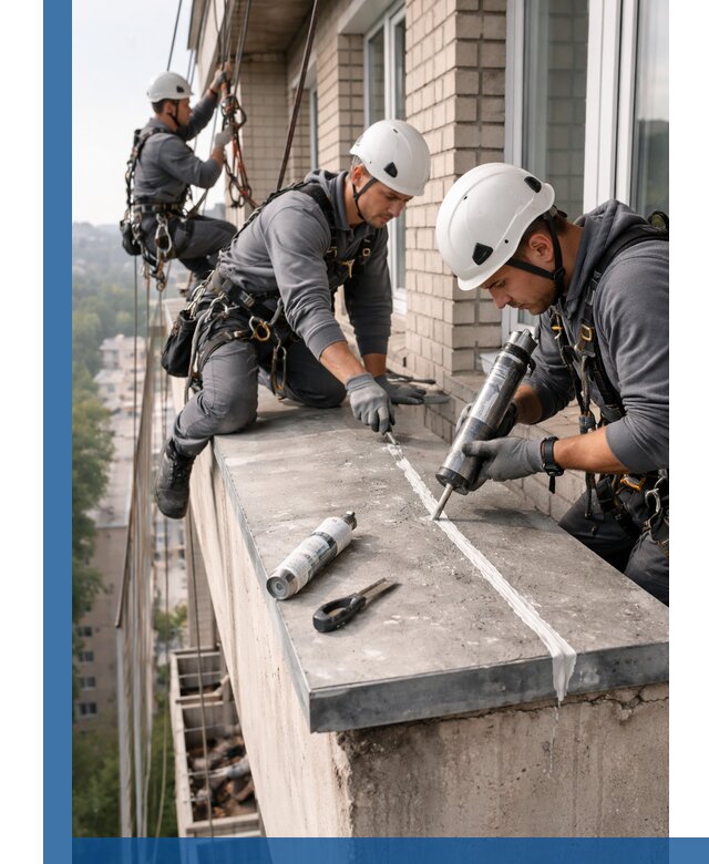 Герметизация балконного козырька в Протвине профессионально