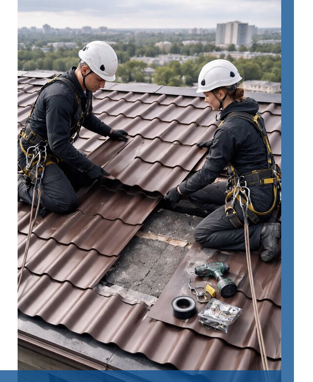 Ремонт металлочерепицы на крыше в Протвине от 916 р. | ВЫСОТНИК-Прн