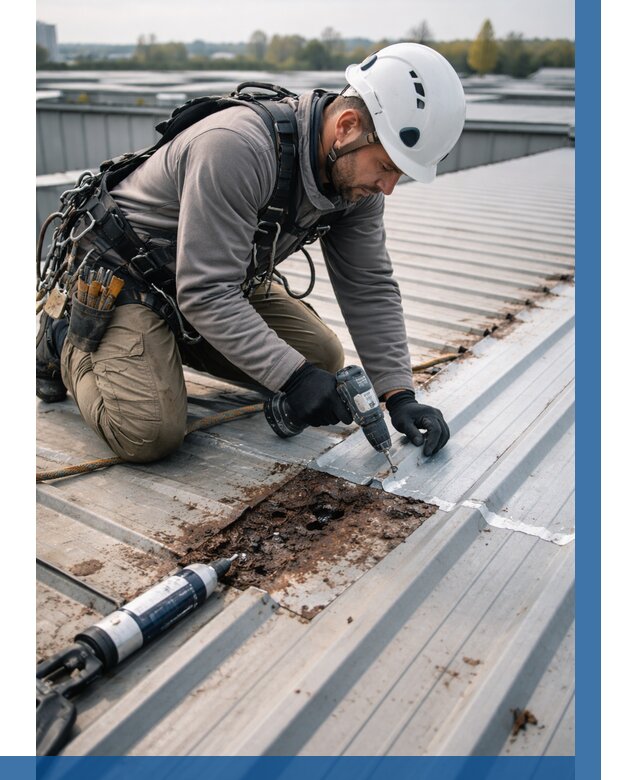 Ремонт профнастила на кровле в Протвине от 712 р. | ВЫСОТНИК-Прн