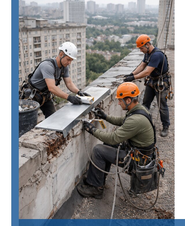 Ремонт парапета на кровле в Протвине, высотные работы с гарантией