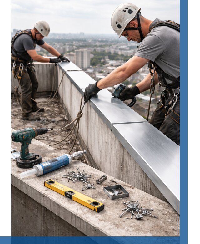 Монтаж парапетных крышек в Протвине от 814 р. | ВЫСОТНИК-Прн