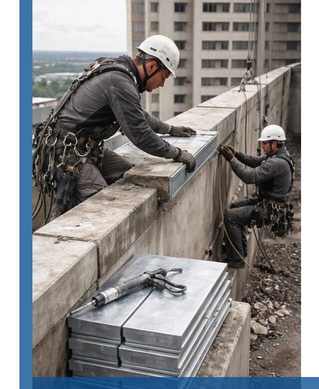 Замена парапетных крышек и установка новых в Протвине