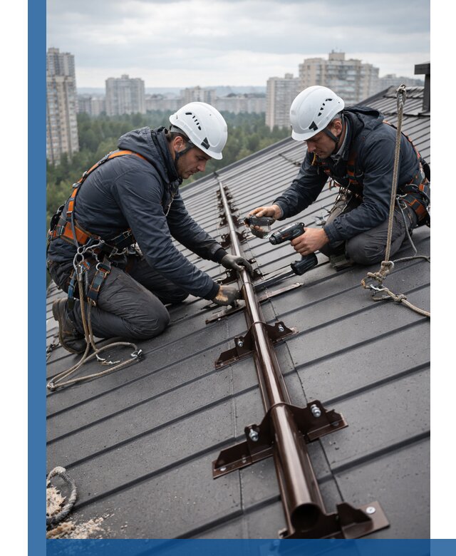 Монтаж снегозадержателей на кровле зданий в Протвине под ключ