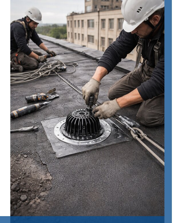 Установка водосточных воронок в Протвине цена от 3561 р. | ВЫСОТНИК-Прн