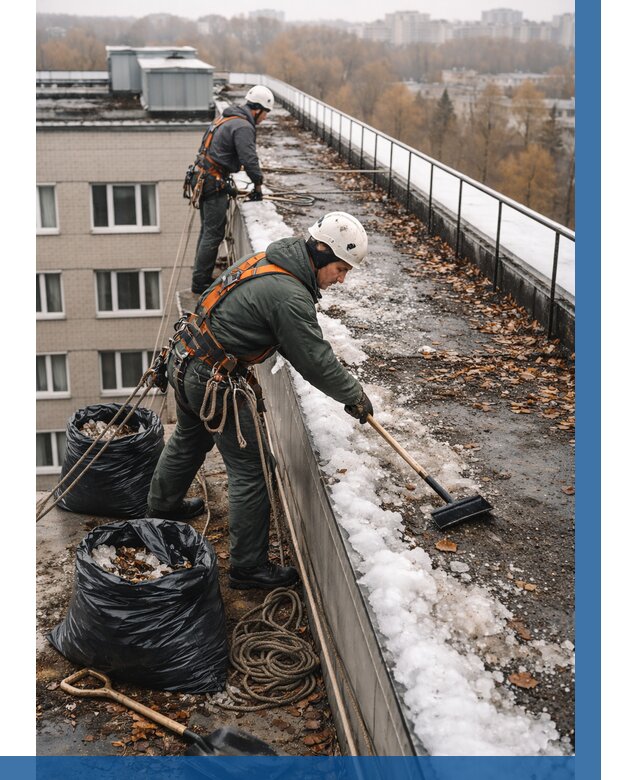 Очистка кровли по периметру в Протвине от 560 р. | ВЫСОТНИК-Прн