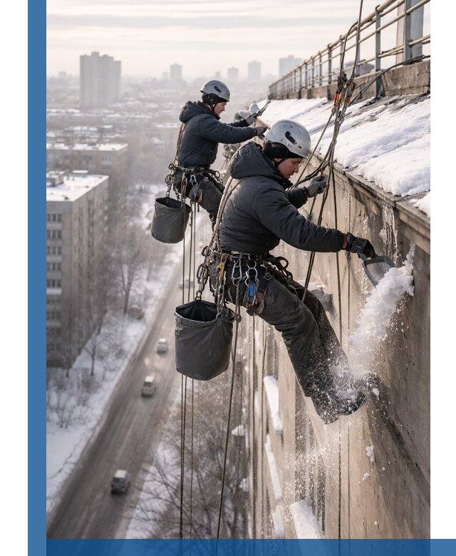 Очистка карнизов от снега в Протвине профессионально и безопасно
