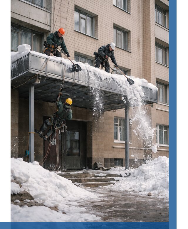 Очистка козырьков от снега в Протвине от 3561 р. | ВЫСОТНИК-Прн