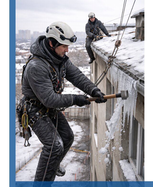 Сбивание и удаление сосулек с крыши в Протвине безопасно