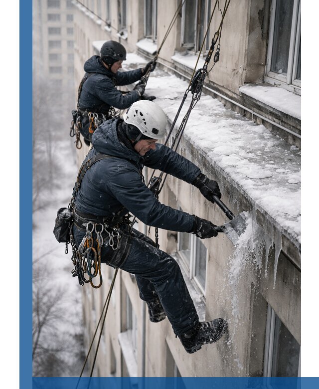 Удаление наледи и сосулек с карнизов в Протвине профессионально