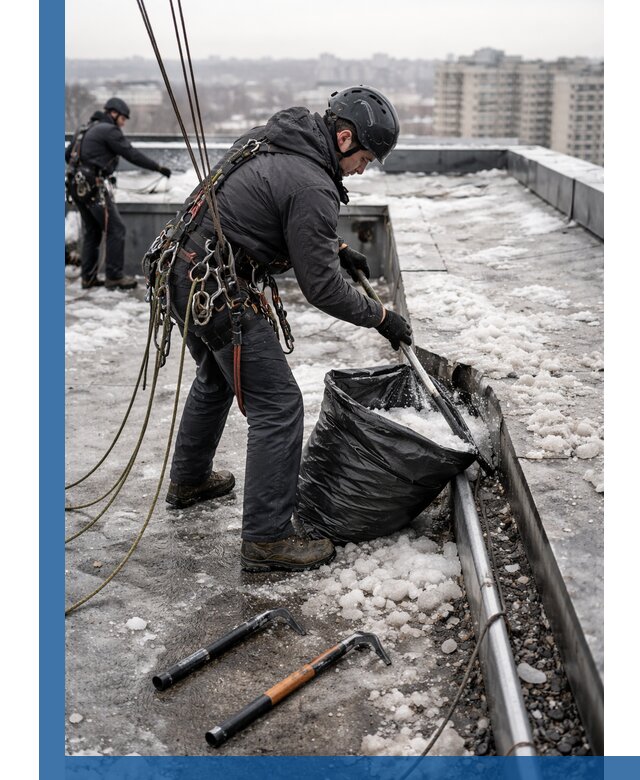 Аварийная очистка кровли в Протвине от промальпинистов