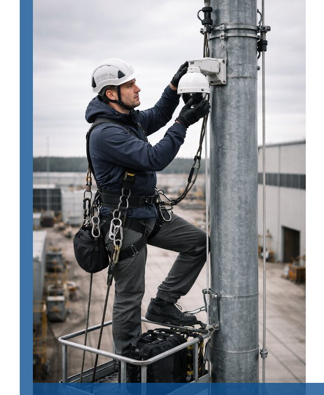 Профессиональная установка видеокамер на мачте в Протвине