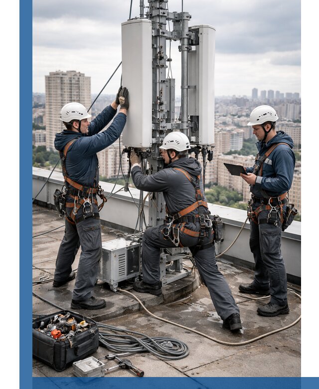 Монтаж антенн связи на крыше в Протвине с вводом в эксплуатацию