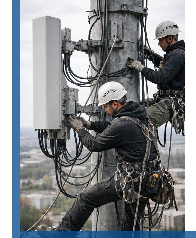 Монтаж оборудования связи на мачте в Протвине с пусконаладкой