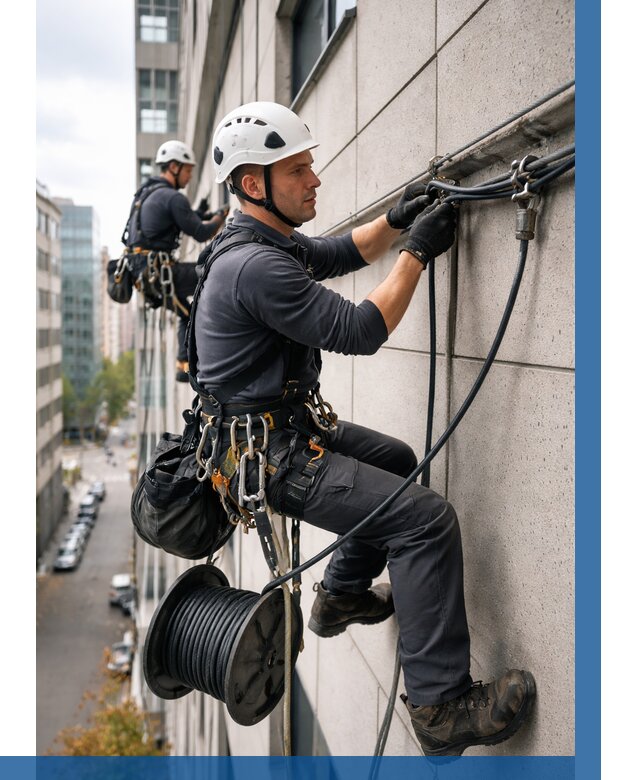 Прокладка кабеля по фасаду в Протвине от 356 р. | ВЫСОТНИК-Прн