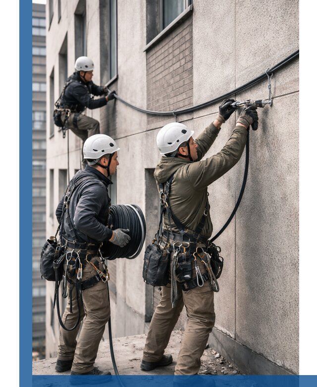 Прокладка кабеля по фасаду в Протвине, профессиональный монтаж