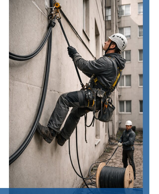 Протяжка кабеля питания на высоте в Протвине от 458 р. | ВЫСОТНИК-Прн