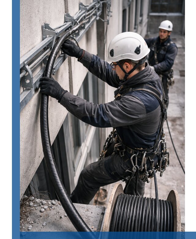 Протяжка кабеля питания на высоте в Протвине с гарантией безопасности и качества