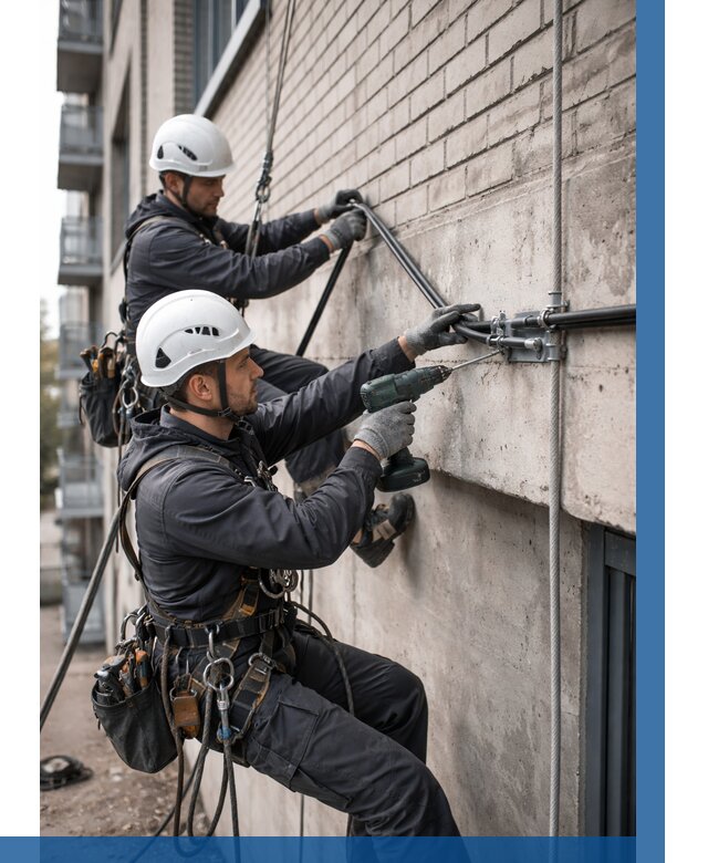 Крепление кабеля на фасаде в Протвине от 356 р. | ВЫСОТНИК-Прн