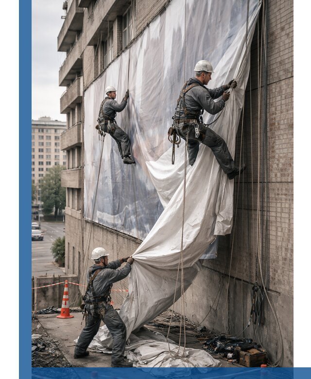 Демонтаж баннеров с фасада в Протвине оперативно и безопасно