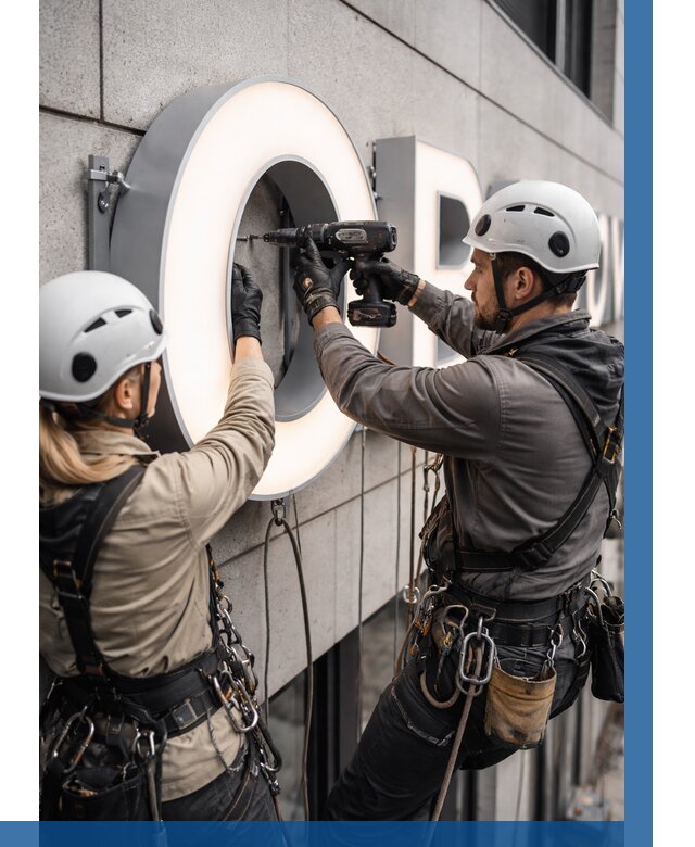 Монтаж световых букв в Протвине от 3053 р. под ключ ВЫСОТНИК-Прн