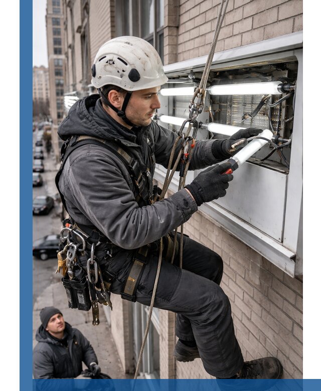 Профессиональная замена ламп в наружной вывеске в Протвине