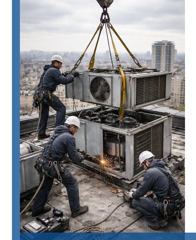 Демонтаж крышной установки в Протвине любой сложности