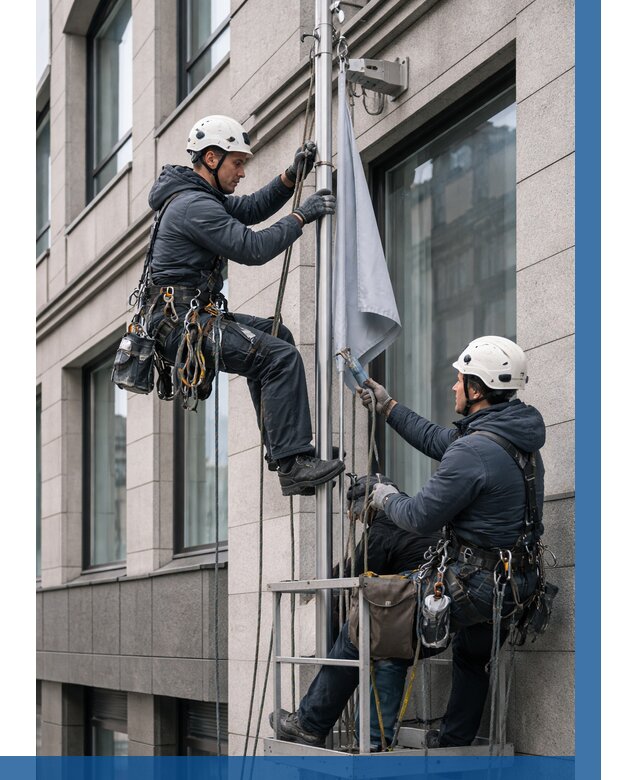 Установка флагов на фасаде в Протвине от 4579 р. | ВЫСОТНИК-Прн