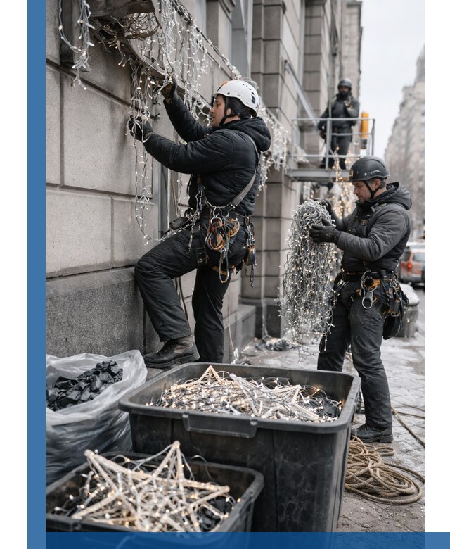 Демонтаж новогоднего оформления и гирлянд в Протвине