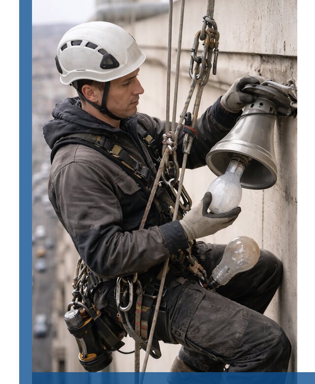 Замена ламп на высоте в Протвине профессионально и быстро