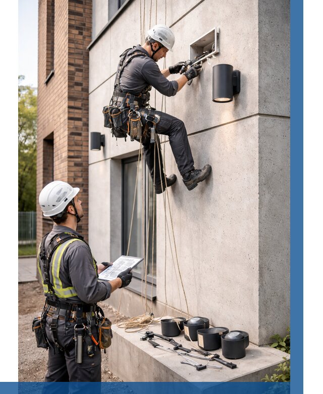 Монтаж фасадного освещения в Протвине от 2544 р. | ВЫСОТНИК-Прн