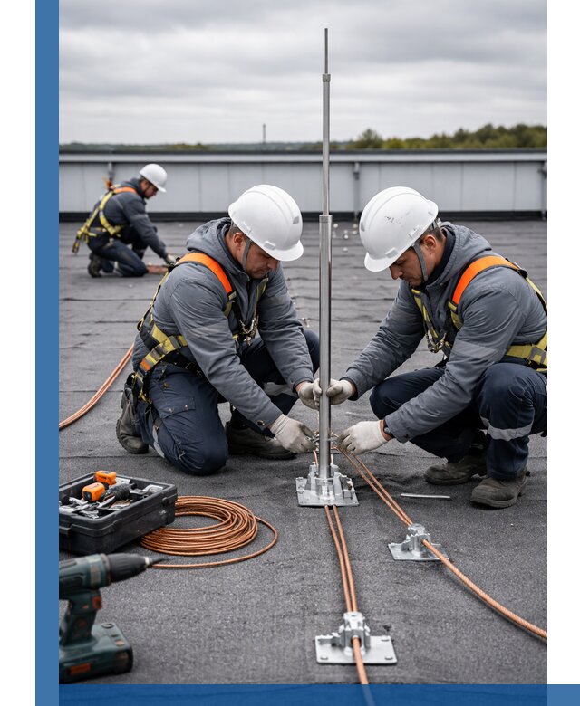 Монтаж молниезащиты на кровле в Протвине под ключ с гарантией