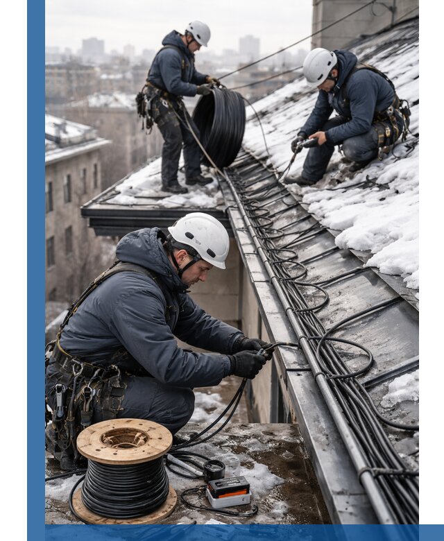Монтаж греющего кабеля на кровле в Протвине под ключ