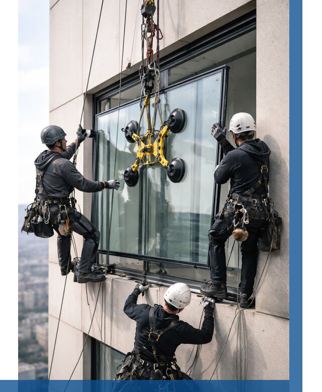 Монтаж стеклопакетов на высоте в Протвине от 3256 р. | ВЫСОТНИК-Прн