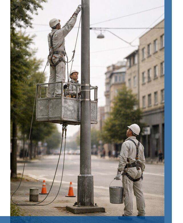 Покраска опор освещения в Протвине от 5088 р. | ВЫСОТНИК-Прн