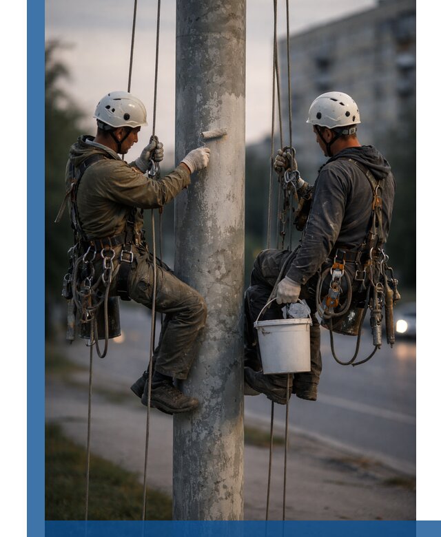 Покраска опор освещения и антикоррозийная защита в Протвине