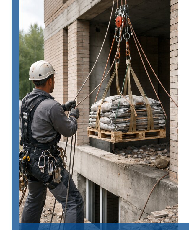 Подъем материалов на этаж веревками в Протвине оперативно