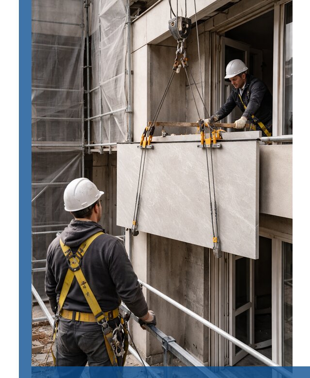 Подъем керамогранита на этаж в Протвине грузчиками и техникой