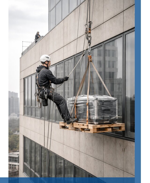 Спуск груза по фасаду в Протвине от 3561 р. | ВЫСОТНИК-Прн