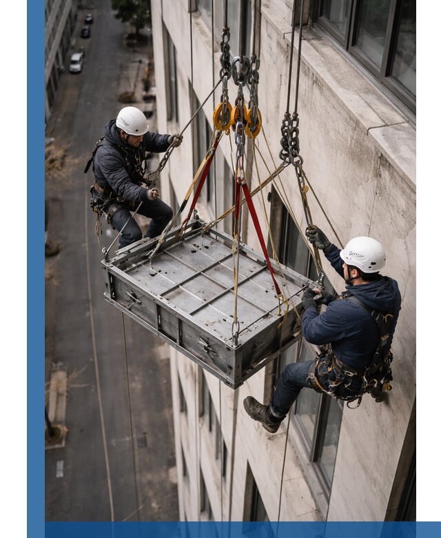 Спуск и подъем грузов по фасаду в Протвине для зданий