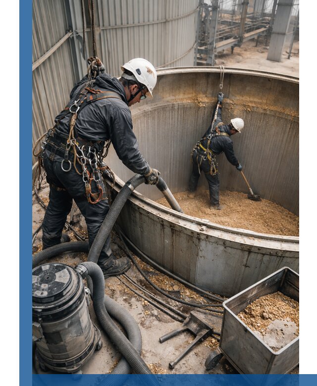 Профессиональная чистка зерновых бункеров в Протвине с выездом