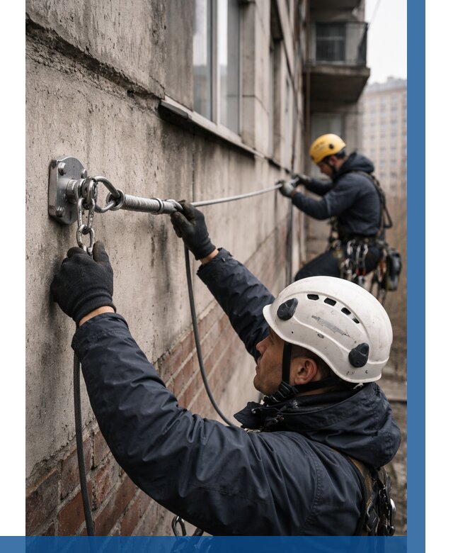Монтаж анкерных линий в Протвине от 3053 р. | ВЫСОТНИК-Прн